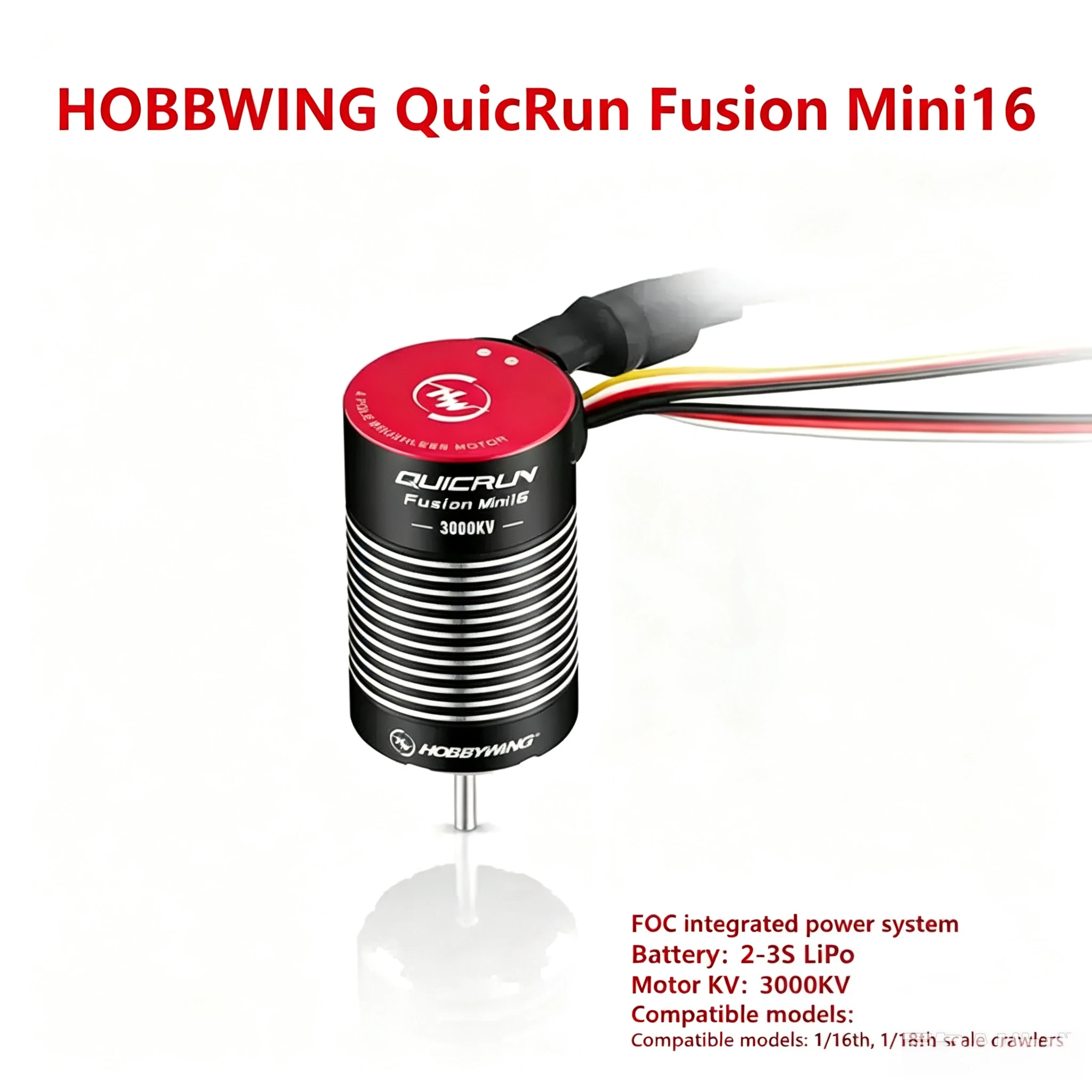 Hobbywing QuicRun Fusion Mini16 30A 3000KV Brushless Sensored Waterproof Motor ESC 2-IN-1 FOC for 1/16 1/18 RC Car Crawler