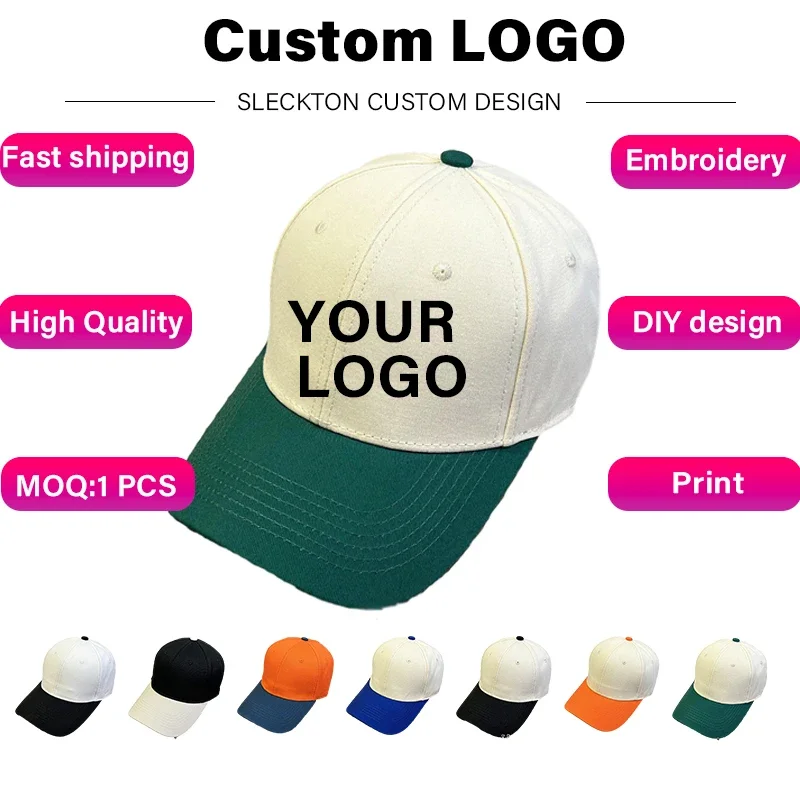 SLECKTON-gorra de béisbol con bordado de letras para hombre y mujer, sombrero de sol Unisex con logotipo personalizado, diseño de marca, Impresión