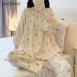 DUOJIHUI-Pyjama Deux Pièces Décontracté et Doux pour Femme, Pull à Col Rond, Pantalon Simple, à la Mode, Nouvelle Collection Automne