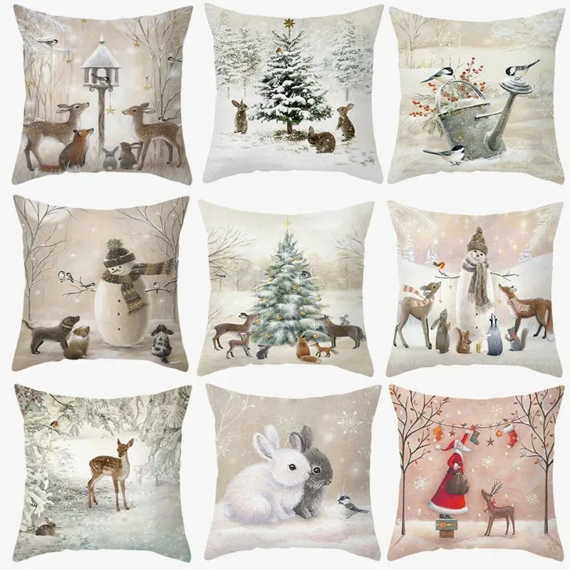 

Christmas Themed Pillowcases Car Accessories Office Santa Claus Living Room Sofa Home Pillowcases