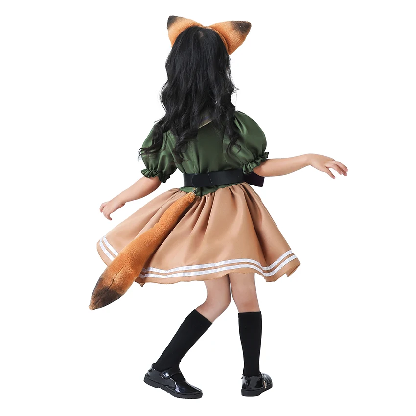 

Fox Nick Wilde Girl Dress Princess Halloween Costumes for Kids Fox Cosplay Anime Tail Masquerade Funny Disguise Dress Carnival