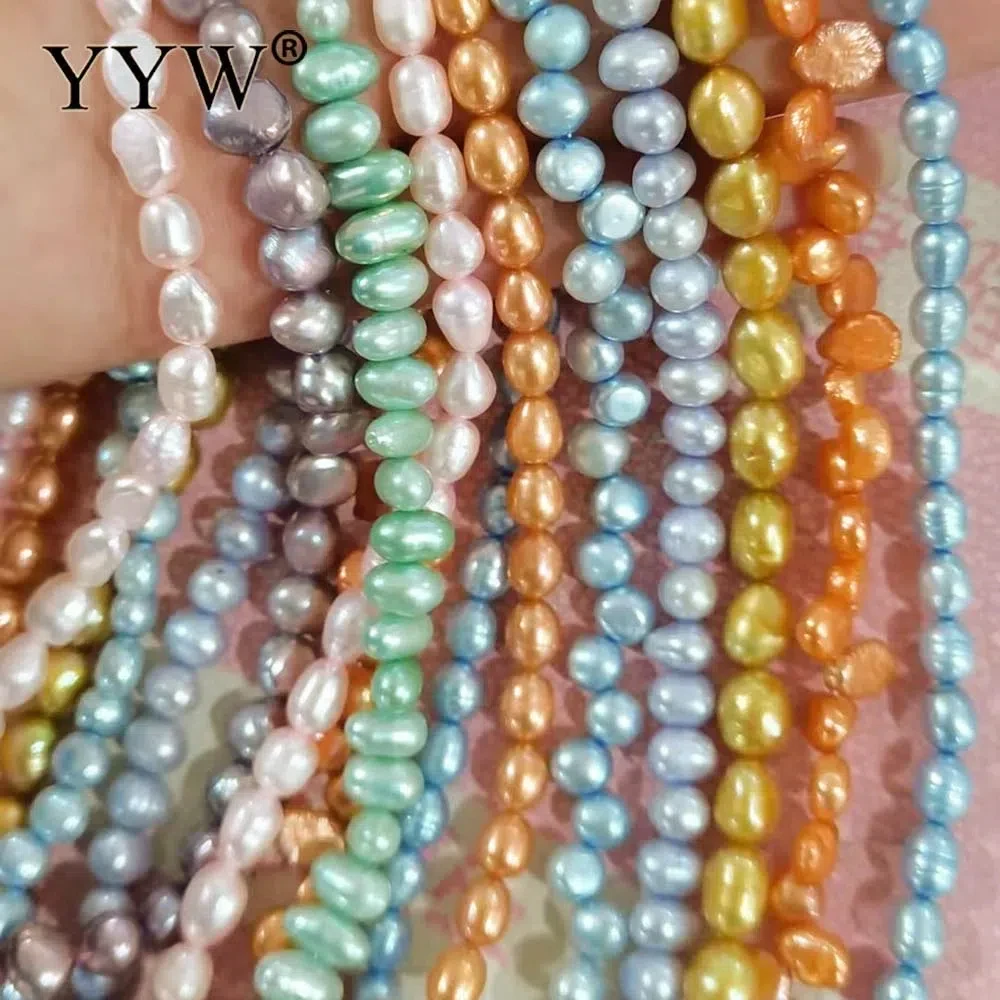 1 Strand High Qualiy Baroque Natural Freshwater Pearl Beads Random Color/Size 6-8MM for Bracelets Necklace DIY Jewelry Making