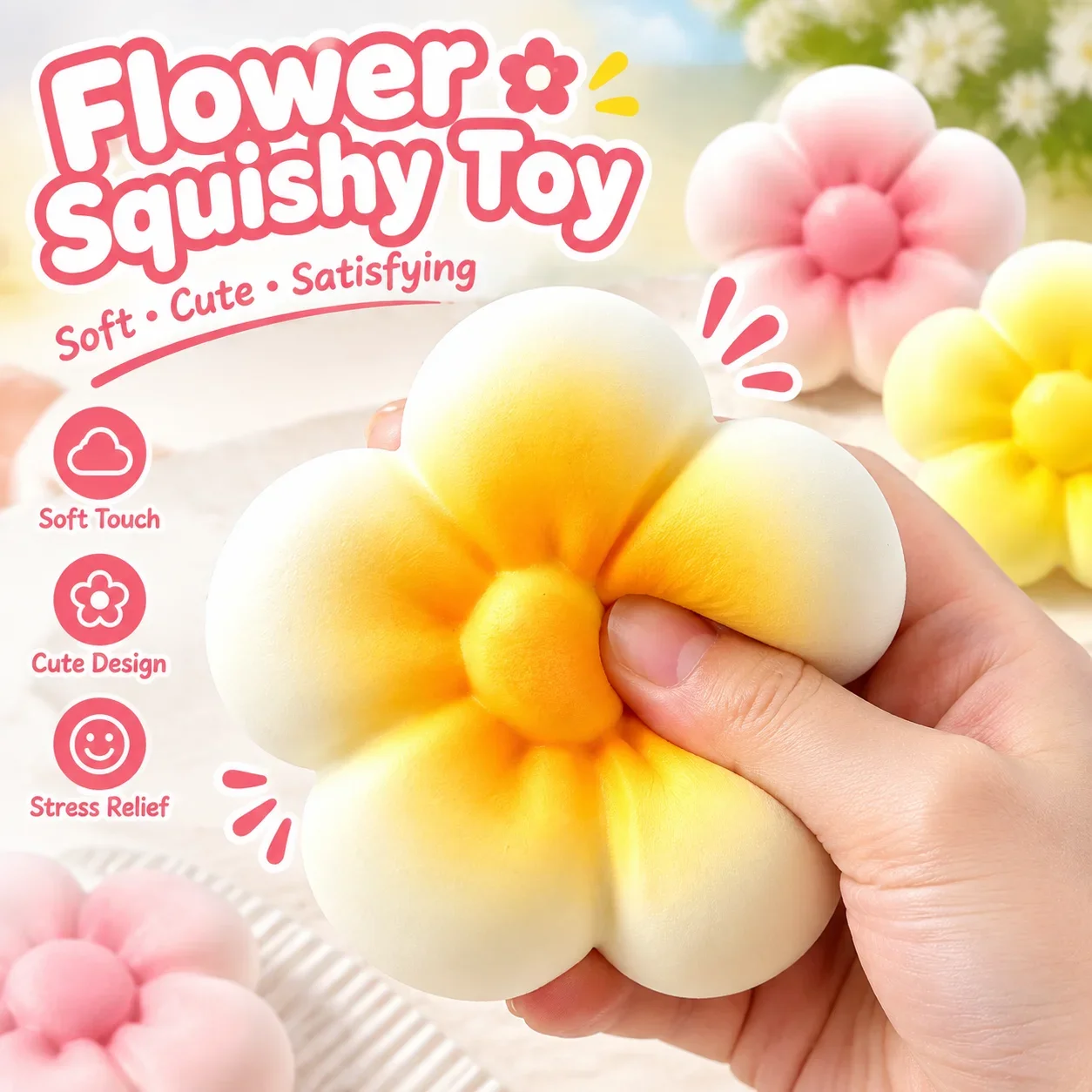 Slow Rising Simulation Flower Squishy Toy Super Soft Moist Q Bouncy Stress Relief Decompression Squishy Toy Soft