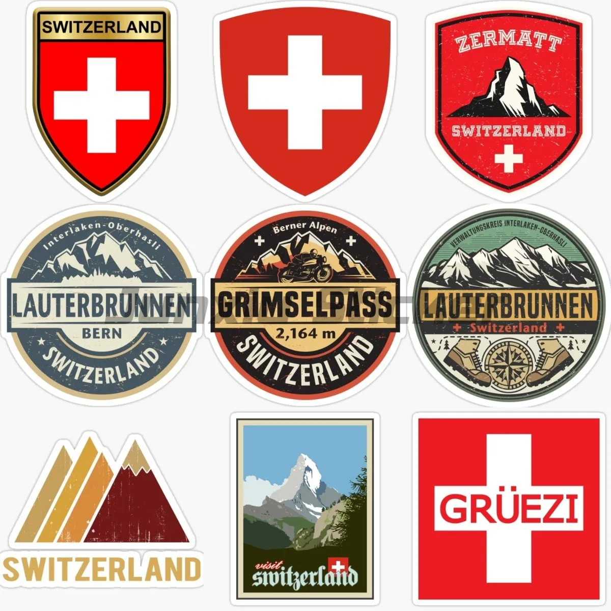 Switzerland Swiss Flag Alpine Cross Sticker Laptop Window Motorcycle Accessories Car Truck Decoration Decals Customizable