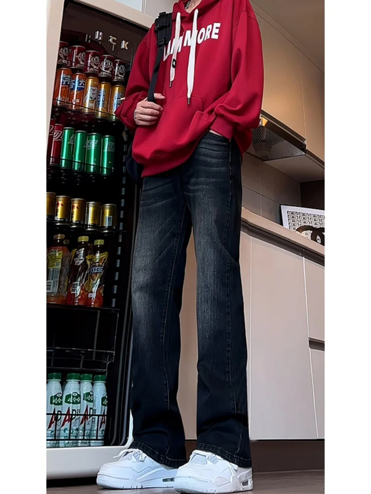 

Мужские джинсы-клеш Slim Fit, прямые брюки с широкими штанинами, универсальные, в американском стиле, для весны и осени, длинные брюки