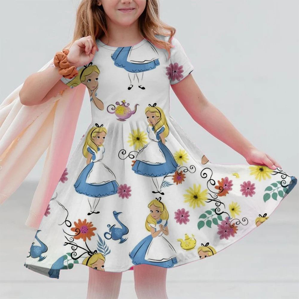 ディズニー 女の子用 プリンセスドレス ファッション 子供用 カジュアル Aライン プリンセスドレス 女の子の誕生日プレゼントドレス ベーシック ハート型ドレス