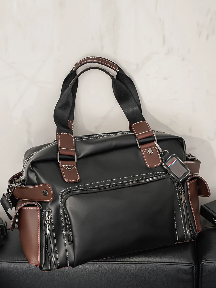 retro-thickened-pu-fabric-travel-bag-men's-single-shoulder-fitness-bag-handbag-large-capacity-etonweig-casual-travel-bag