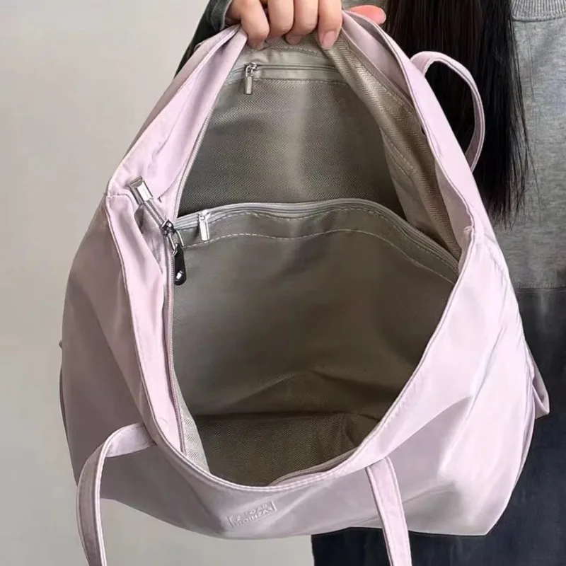 

Простота, корейская модная сумка на плечо, однотонная новая нейлоновая пригородная сумка, нейлоновая водонепроницаемая портативная сумка-тоут большой вместительности