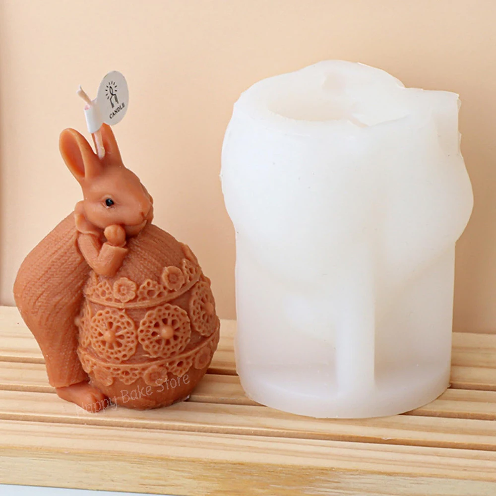 

3D Easter Rabbit Candle Silicone Mold Cute Bunny Egg Soap Mould DIY Fondant Cake Chocolate Decoration Easter Creative Gift Tools