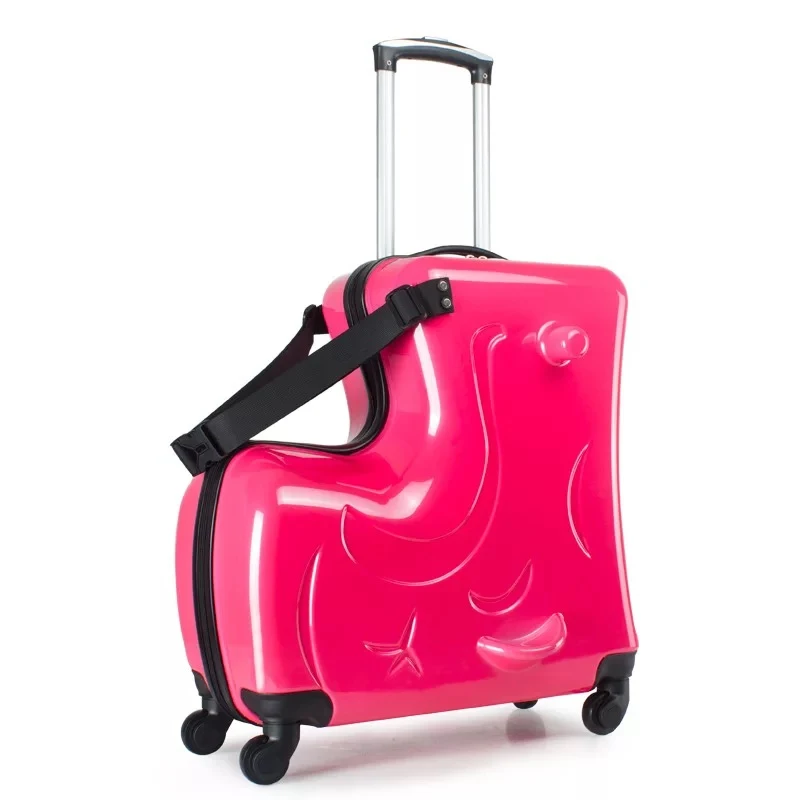 Kids Lovely Rolling Luggage boy Cool Trolley Suitcases On Wheels Children Carry On suitcases girls pink Riding trolley case