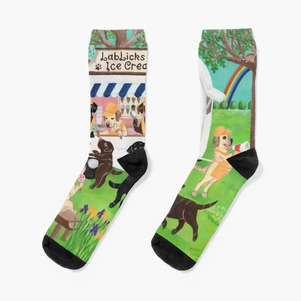 Lab Licks Ice Cream Labradors Socks golf retro Women's Socks Men's