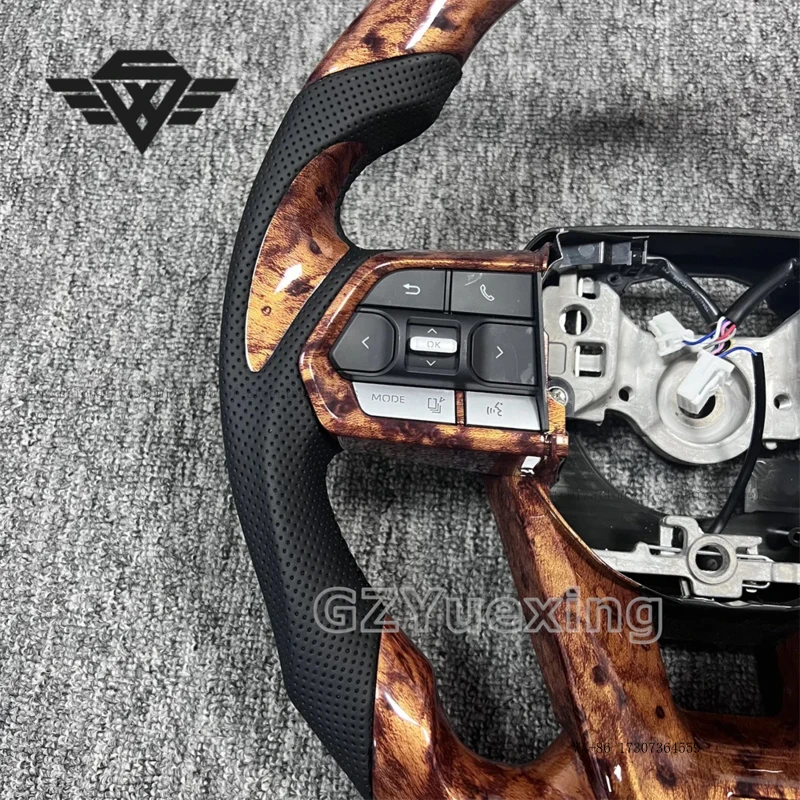Customized Peach Wood Leather Steering Wheel for Toyota Hilux Tundra Land Cruiser Prado FJ Highlander LC200 LC300 Prado 120
