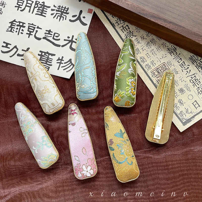 4pcs Song Brocade Veneered Hair Clips Ancient-style Hair Accessories Finished Duckbeak Chinese-style Bangs Clips