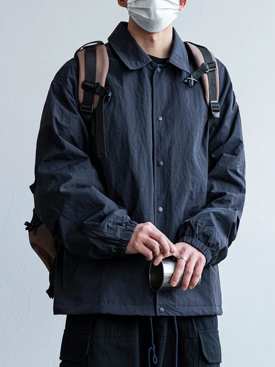 Retro Japanese Style Loose Casual Collar Jacket Color Simple