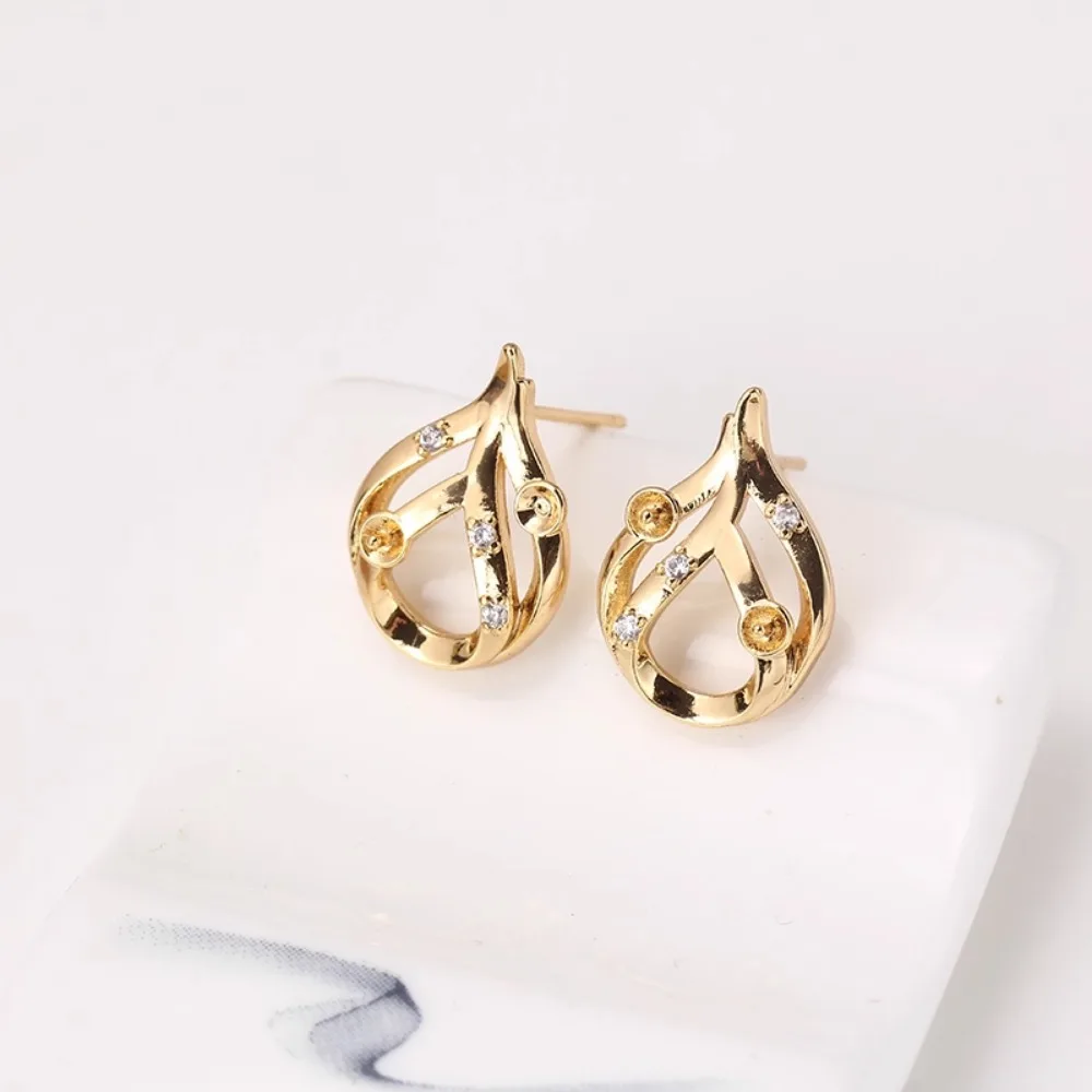 

10PCS S925 Sterling Silver Needle 18K Gold Wrapped Plated Brass Earring Settings Diy Jewelry Pearl Earrings Accessories