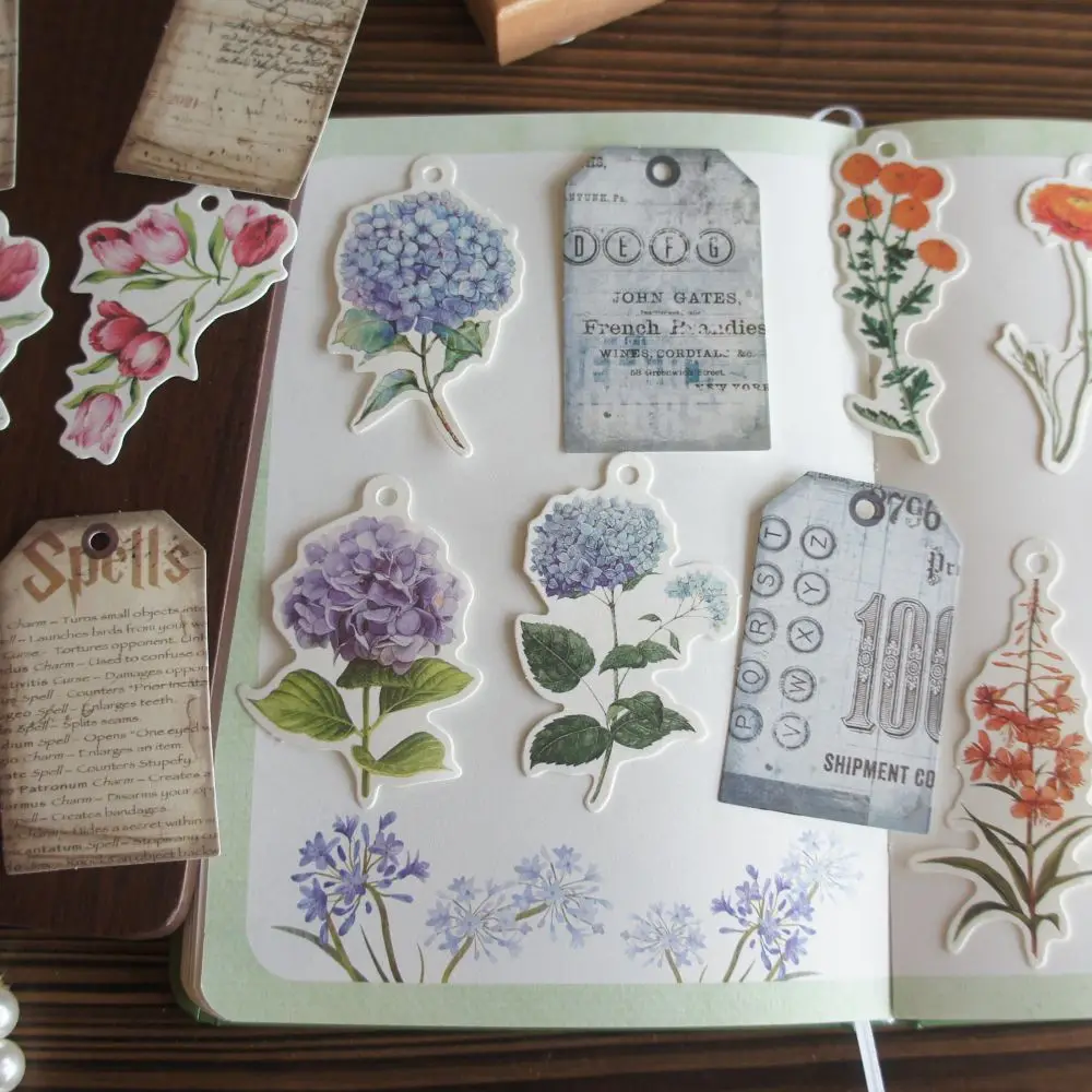 

38 Pcs Lily Hydrangea Rose Daisy Soft Paper Tag Labels Gift Packaging Decor Tags Scrapbooking DIY