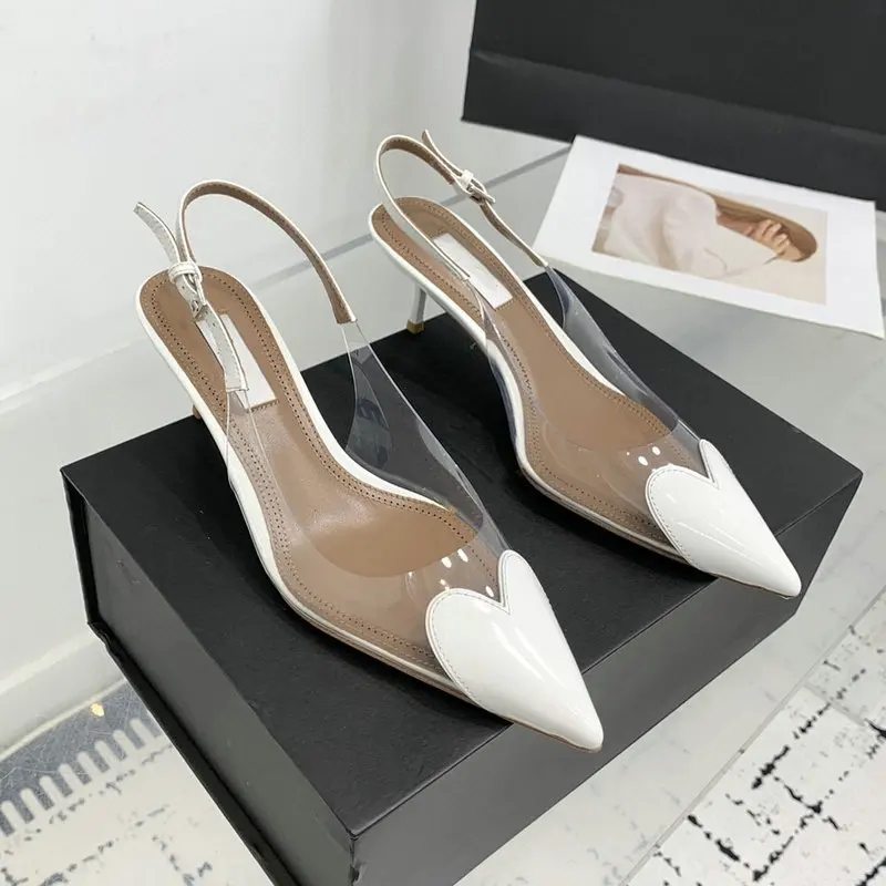 2025 New Style Fashion Heart-shaped Patched Pumps Transparent