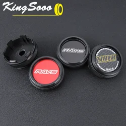 4PCS JDM Wheel Cap Clip 56mm VOLK RAYS Emblem Sticker Sport Rim Center Caps Wheel Hub Cover Cap Black & Silver