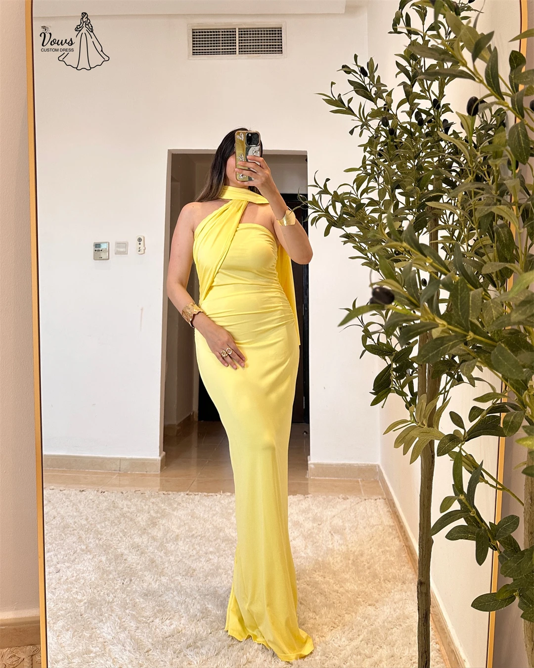 Vows Yellow Elegant Prom Dresses 2025 Luxury Evening Dress 2025 Fishtail Skirt Custom Made Off-shoulder Robe De Cocktail Femme