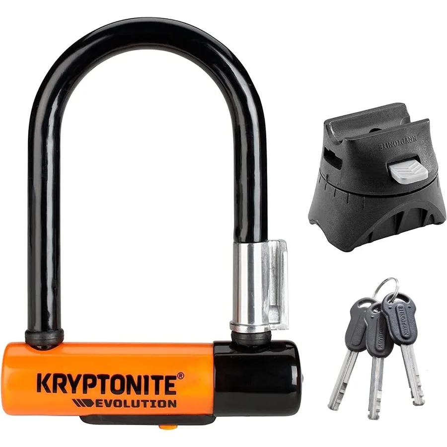 

Kryptonite Evolution Mini-5 Bike U-Lock Heavy Duty Anti-Theft Bicycle U Lock with 13mm Steel Shackle and Mounting Bracket High