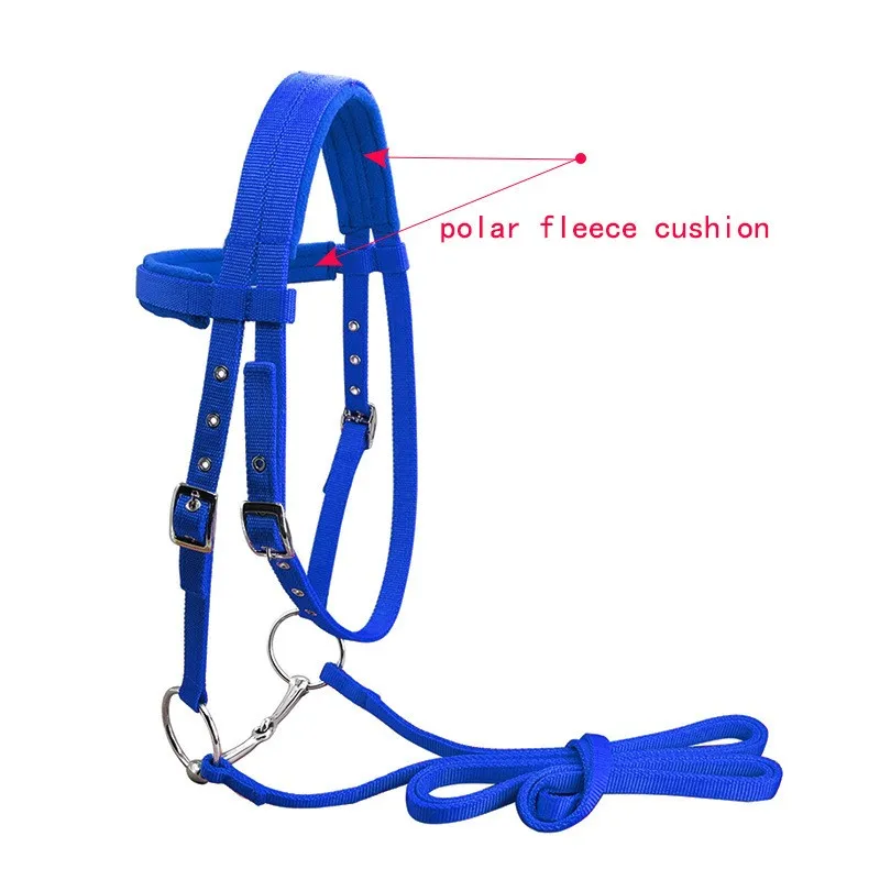 PP Webbing Horse Bridle مع Rein، وسادة من الصوف القطبي + لقمة Snaffle الثابتة #6
