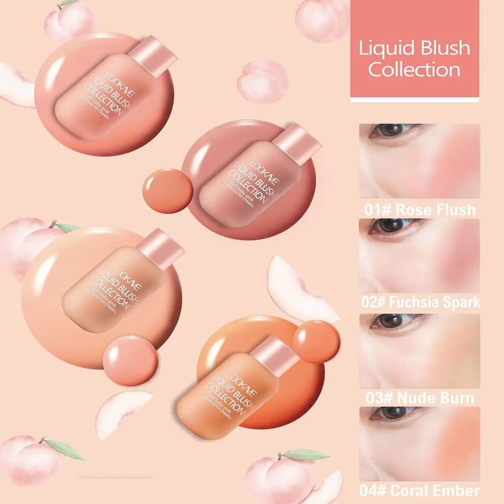 Blush de bochecha líquido impermeável, Nude Pink, Sweatproof Cheek Tint Cream, Pink Rouge, Natural Facial Blush Gel, Maquiagem facial