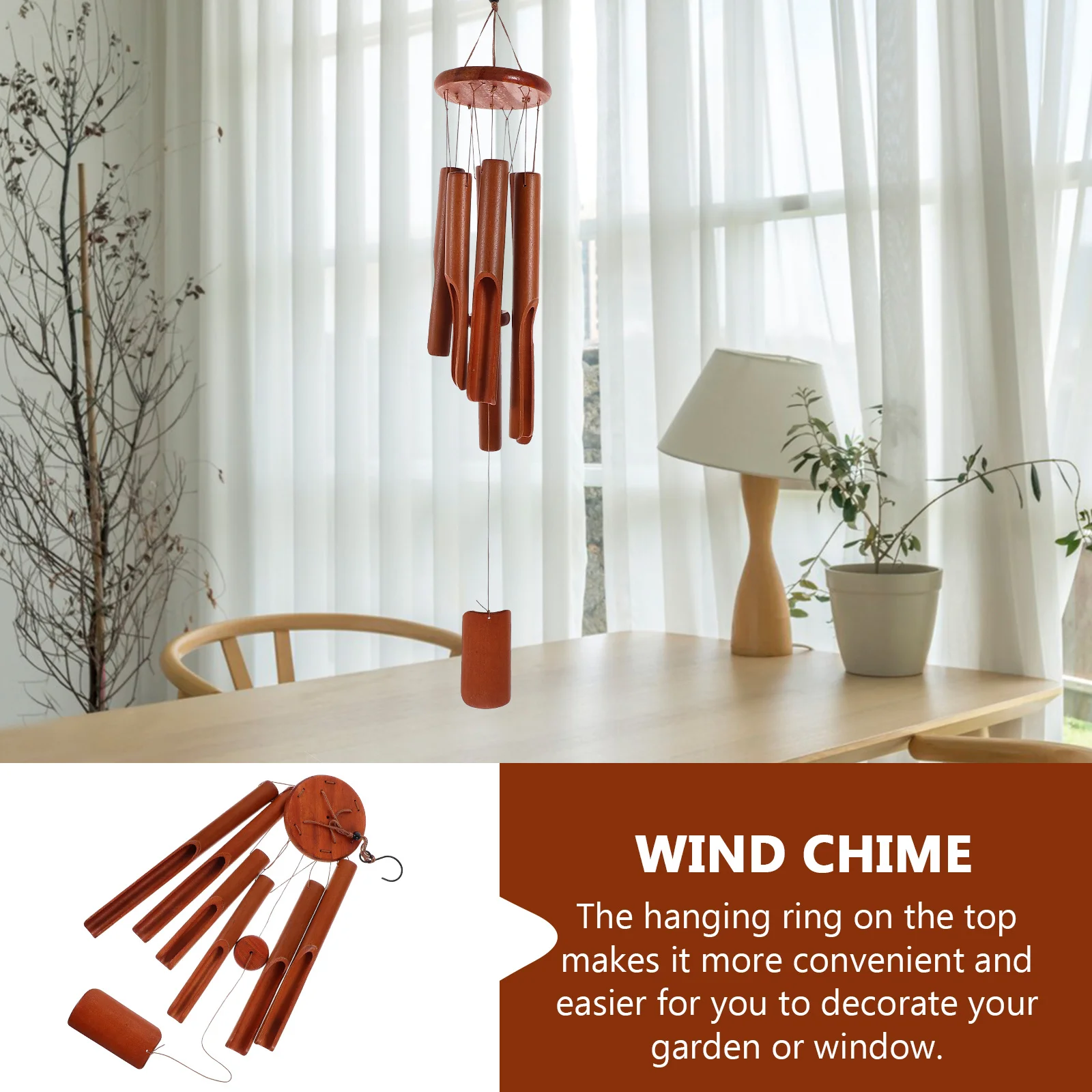 

Outdoor Windchime Bamboo Wind Chimes Hanging for Garden Patio Decor Deep Tone Sound Wind Chime for Outside Home Balcony