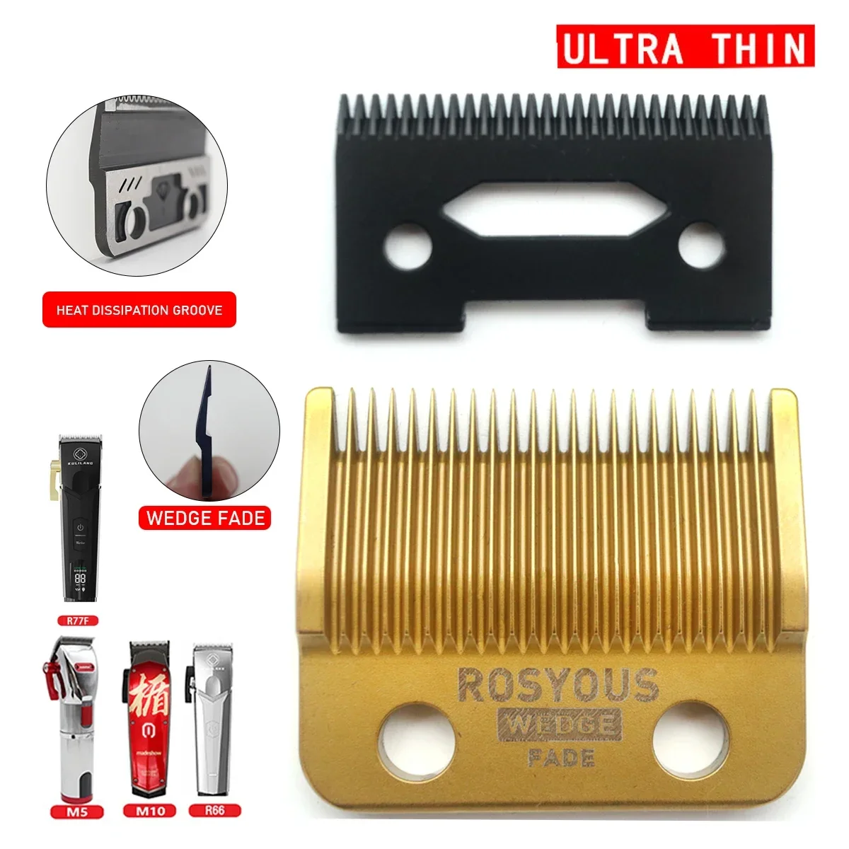 For Madeshow Kulilang M5(F) M10 R66 R77F Wedge Fade Blades Replacement Cutter Head Hair Clipper DLC Ultra Thin Blade Trimmer