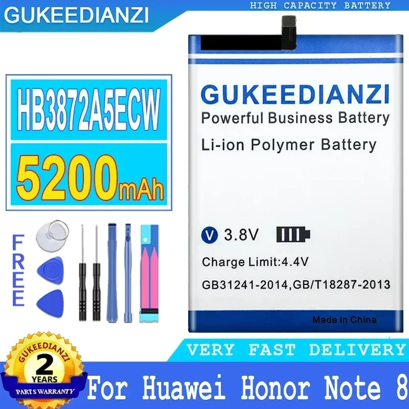 

Аккумулятор GUKEEDIANZI большой емкости HB3872A5ECW 5200 мАч для Huawei Honor Note 8 Note8 EDI-DL00 EDI-AL10