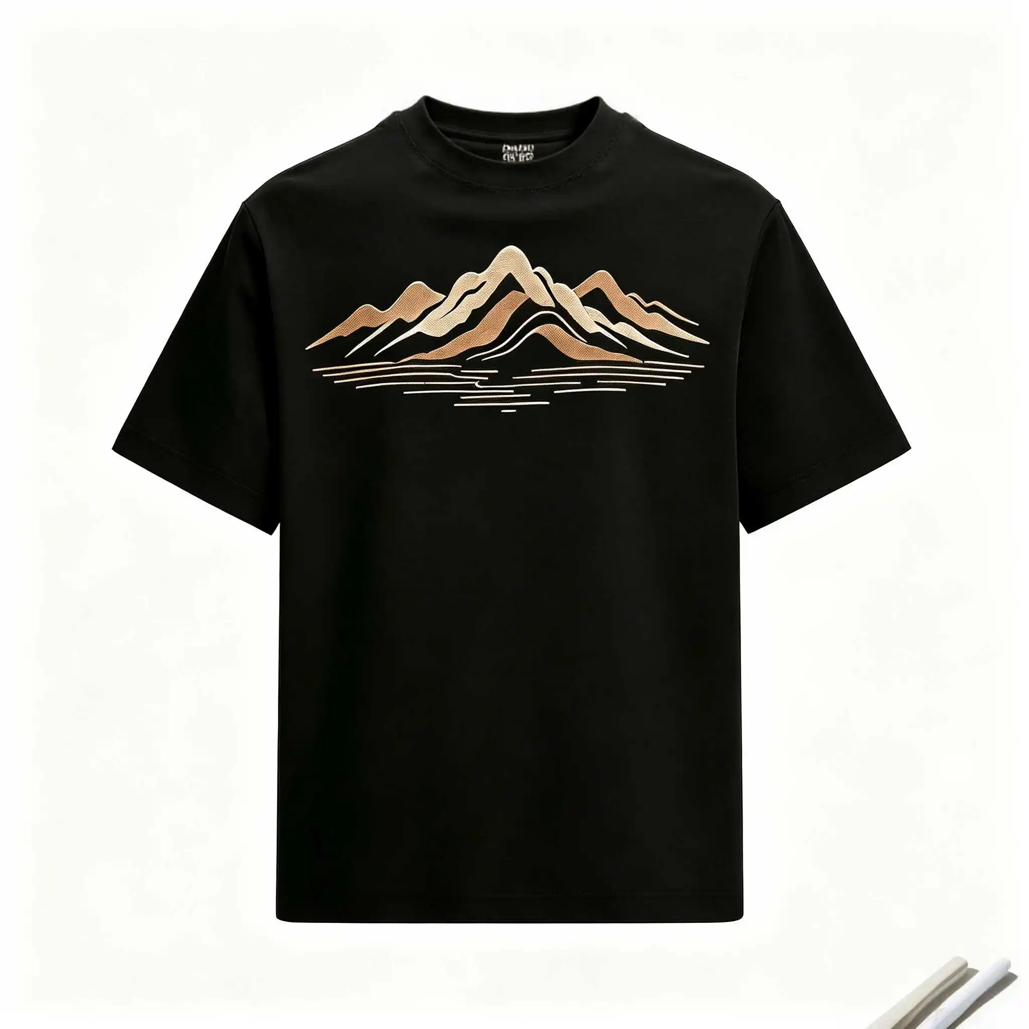 US Local Fast Ship | Summer Quiet Luxury Mountain Tee, Warm Glow Natural Craft Oversized Outdoor Top