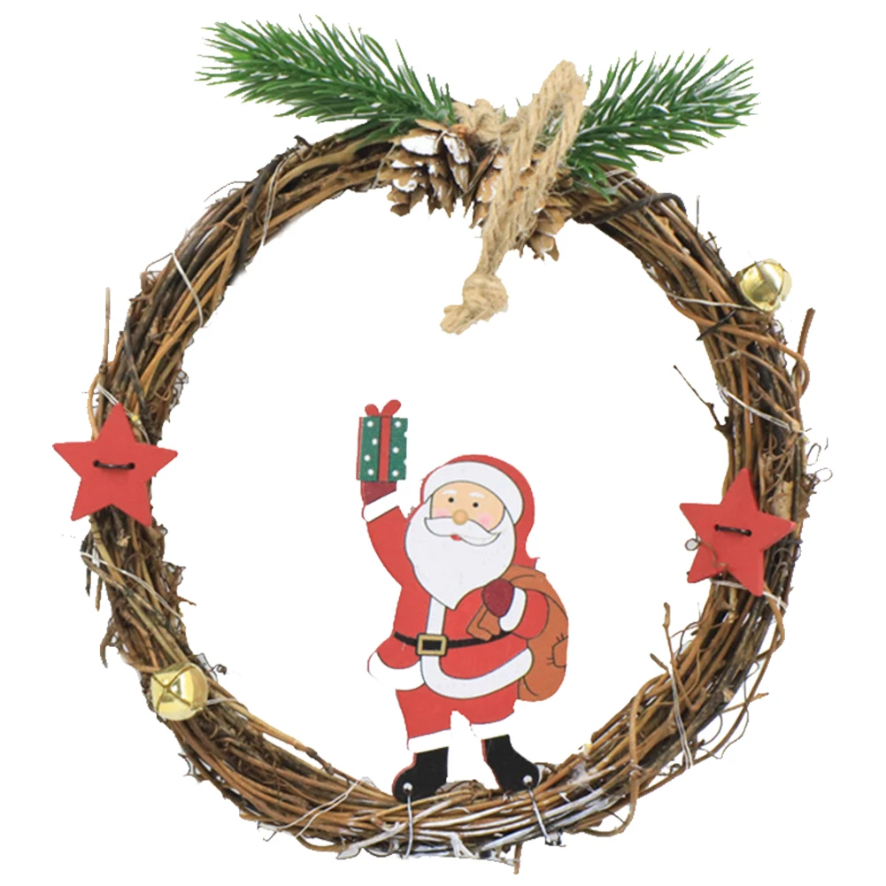 Corona de Navidad de Papá Noel, colgante decorativo para pared, puerta, ventana, ciervo, muñeco de nieve, decoración colgante para árbol de Navidad, Festival de vacaciones