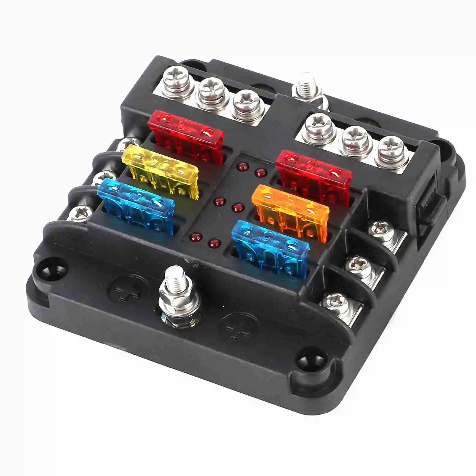 6-Way سيارة فيوز صندوق شفرة فيوز كتلة حامل مع مؤشر LED ضوء للسيارات البيئية سيارة مركبة بحرية الحافلات السفن #2