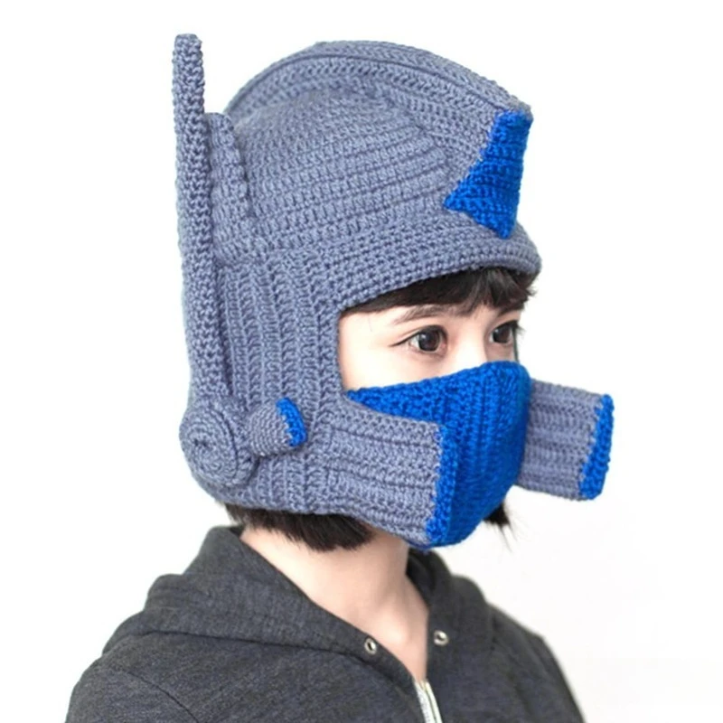 หมวกไหมพรมถักมือรูปหมวกออพติมัส ไพรม์ แปลงร่างฤดูใบไม้ร่วง-ฤดูหนาว ของขวัญคริสต์มาส ของใช้ในชีวิตประจำวัน