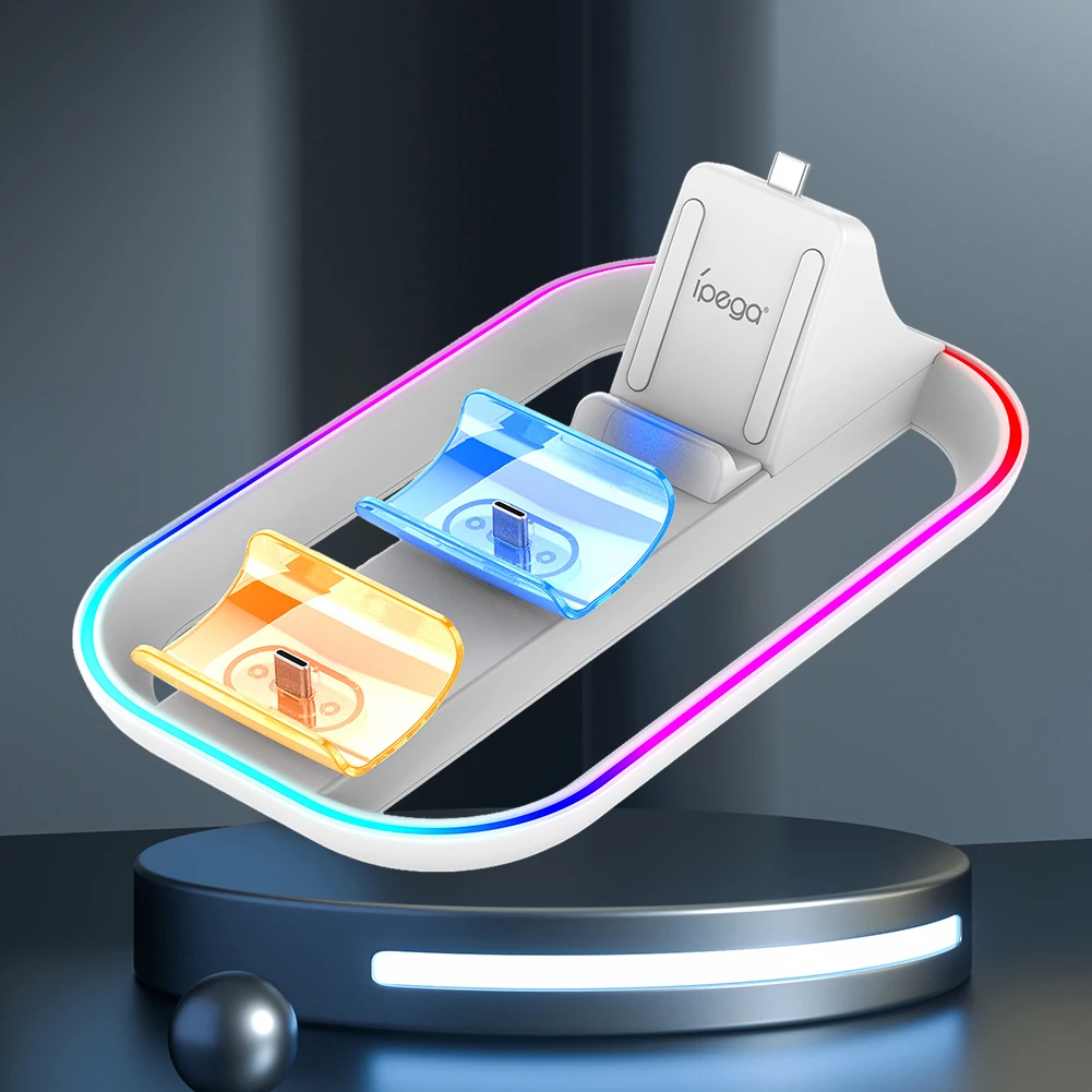 Charging Docking Station for  Portal Handheld Console with 2 Charging Ports for  Controller with RGB and Charging Cable