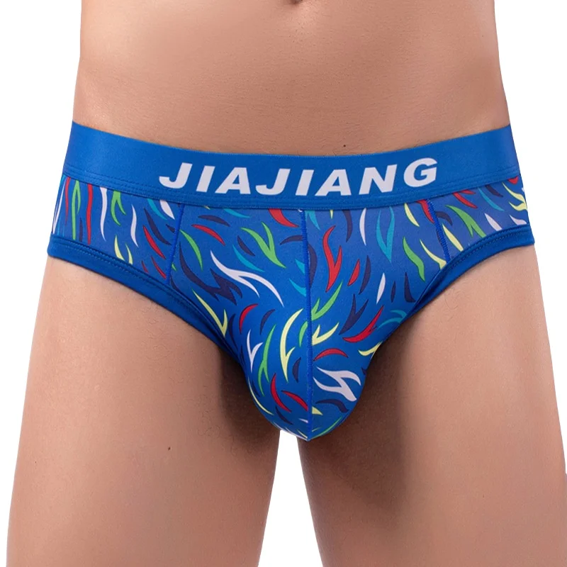 

Men's Briefs Fashion Ice Silk Printed Triangle Underwear Breathable Sexy Low Waist Underpants Comfortable Sports Shorts