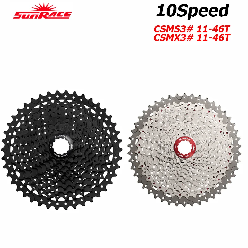 

SunRace CSMS3 10Speed MTB Bicycle Cassette 11-42T/46T Wide Ratio Mountain Bikes Cassette for Shimano SRAM M5100 M6100 Sprockets