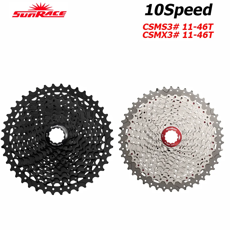 SunRace CSMS3 10Speed MTB Bicycle Cassette 11-42T/46T Wide Ratio Mountain Bikes Cassette for Shimano SRAM M5100 M6100 Sprockets