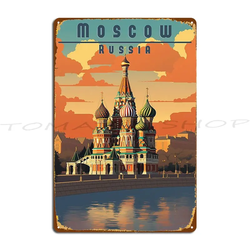 Ufa Russia Moscow Russia Red Square Travel Art Vintage Tourism Metal Sign Plaques Wall Cave Party Club Iron Tin Sign Poster