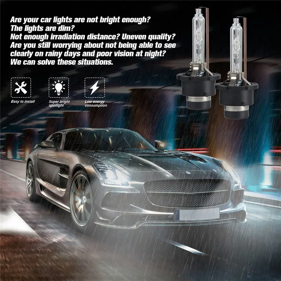 1 Pair D4S D4C D4R 6000K 8000K 35W HID Xenon Headlight Lamp Bulb