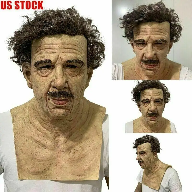 Old Man Mask Halloween Party April Fools Day Party Supplies Thriller Cosplay Props Wrinkle Full Head Mask Face Masks