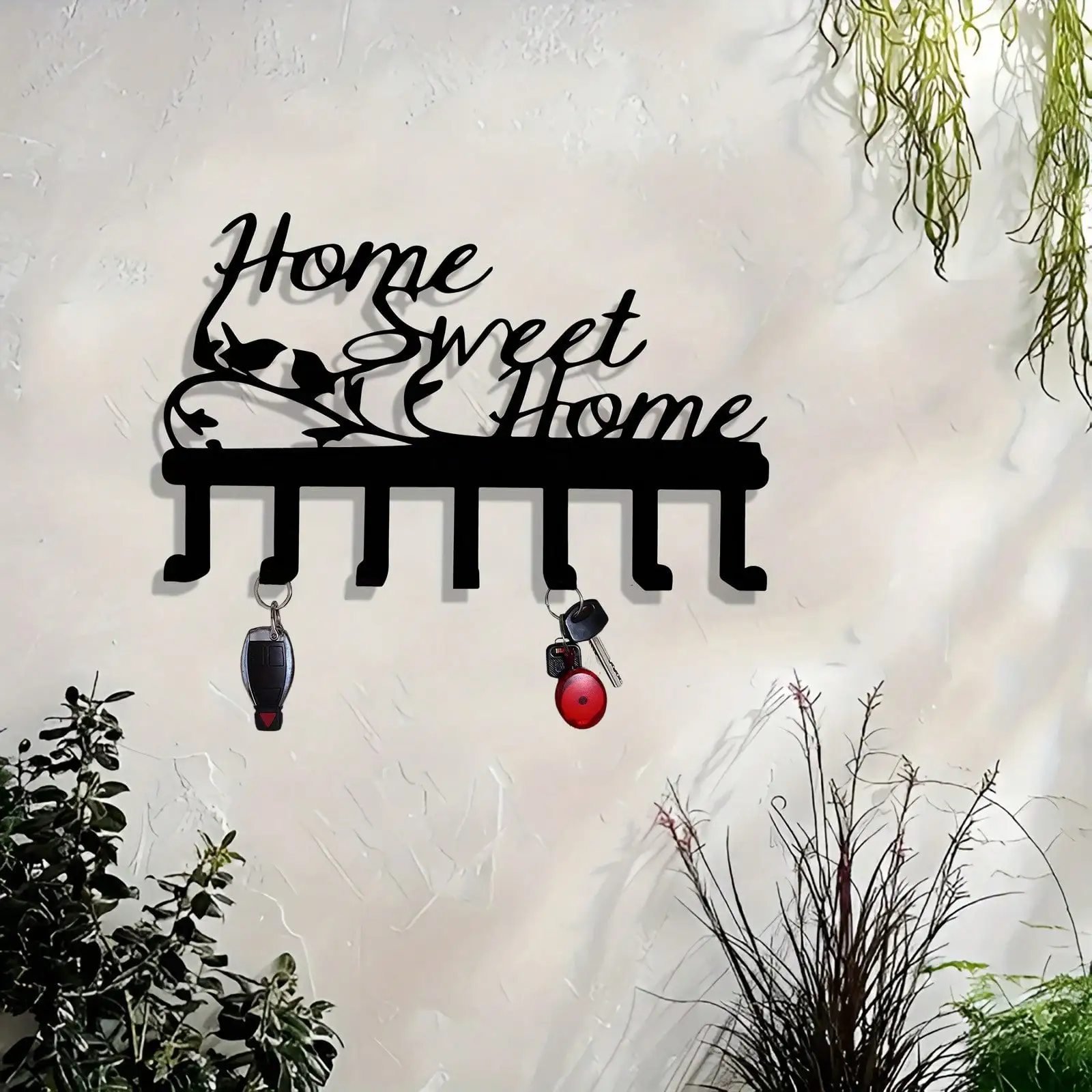 Retro Metal Bird Hooks with Key Rack, Durable Iron Wall Mount Coat Hanger for Entryway Holiday Decor