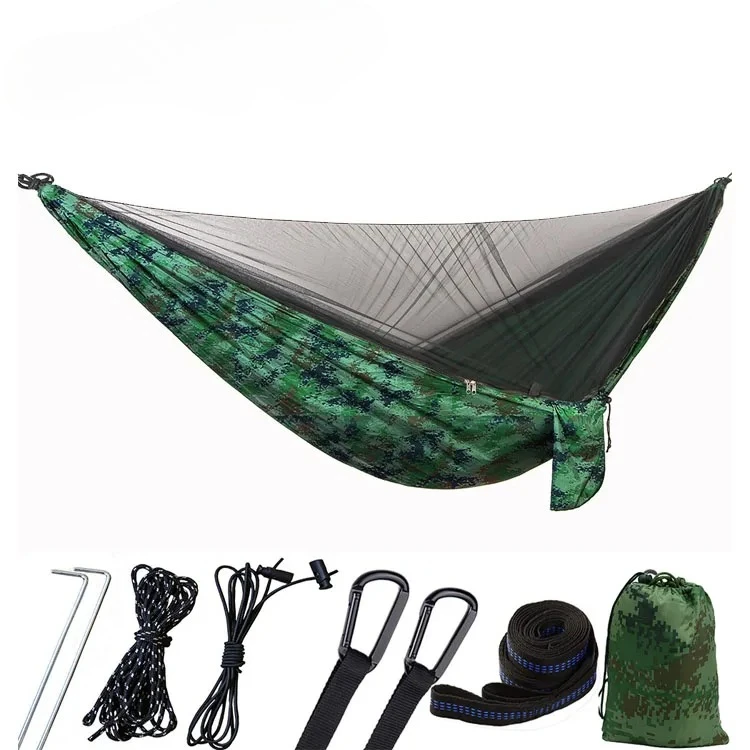 Customizable Double Camping Hammock Automatic Quick Opening Mosquito Repellent Net Outdoor Durable Nylon Material
