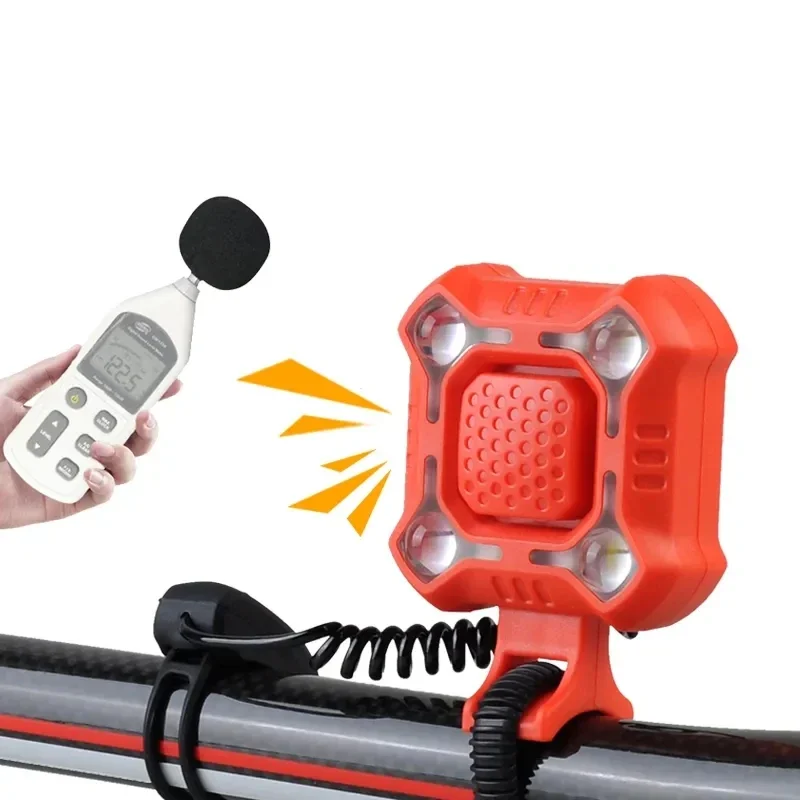 Waterproof Electronic Bicycle Bell, Cycling Handlebar, Electric Horn, USB Charging, Loud Lamp, Bike Bells Ring, 140DB