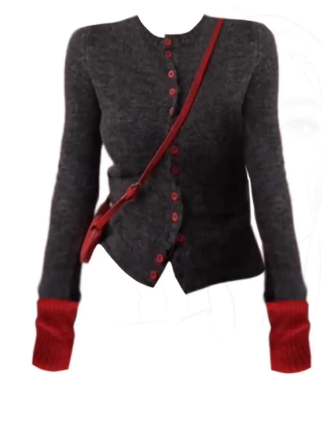 

Contrasting Color Long-sleeved Knitted Cardigan, Autumn and Winter Design Sense, Slim-fitting Inside, Bottoming Shirt Top