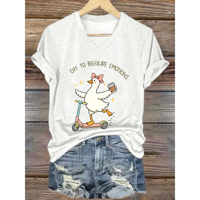 ilstile Women's Mental Health Print T-Shirts Short Sleeve  V Neck Female clothing Summer Black  Tops Casual Tees New Arrival
