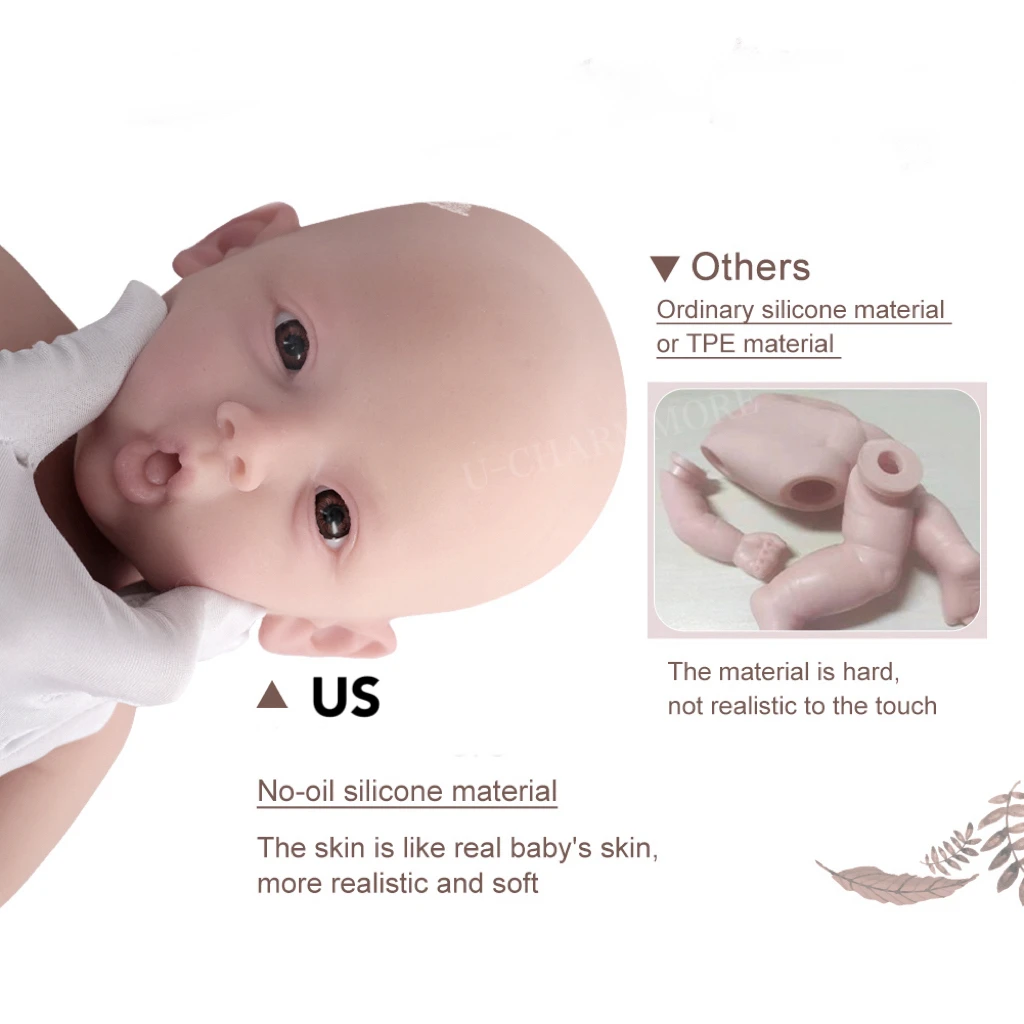 18.5inch 47cm 100% Full Silicone Realistic Girl Dolls Reborn Baby Reborn Doll  Unpainted DIY Blank Baby Children Toys