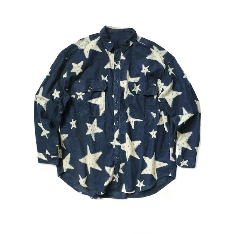 

25FW Japanese Hirata and Hongri Style batik washed pleated loose casual long-sleeved shirt