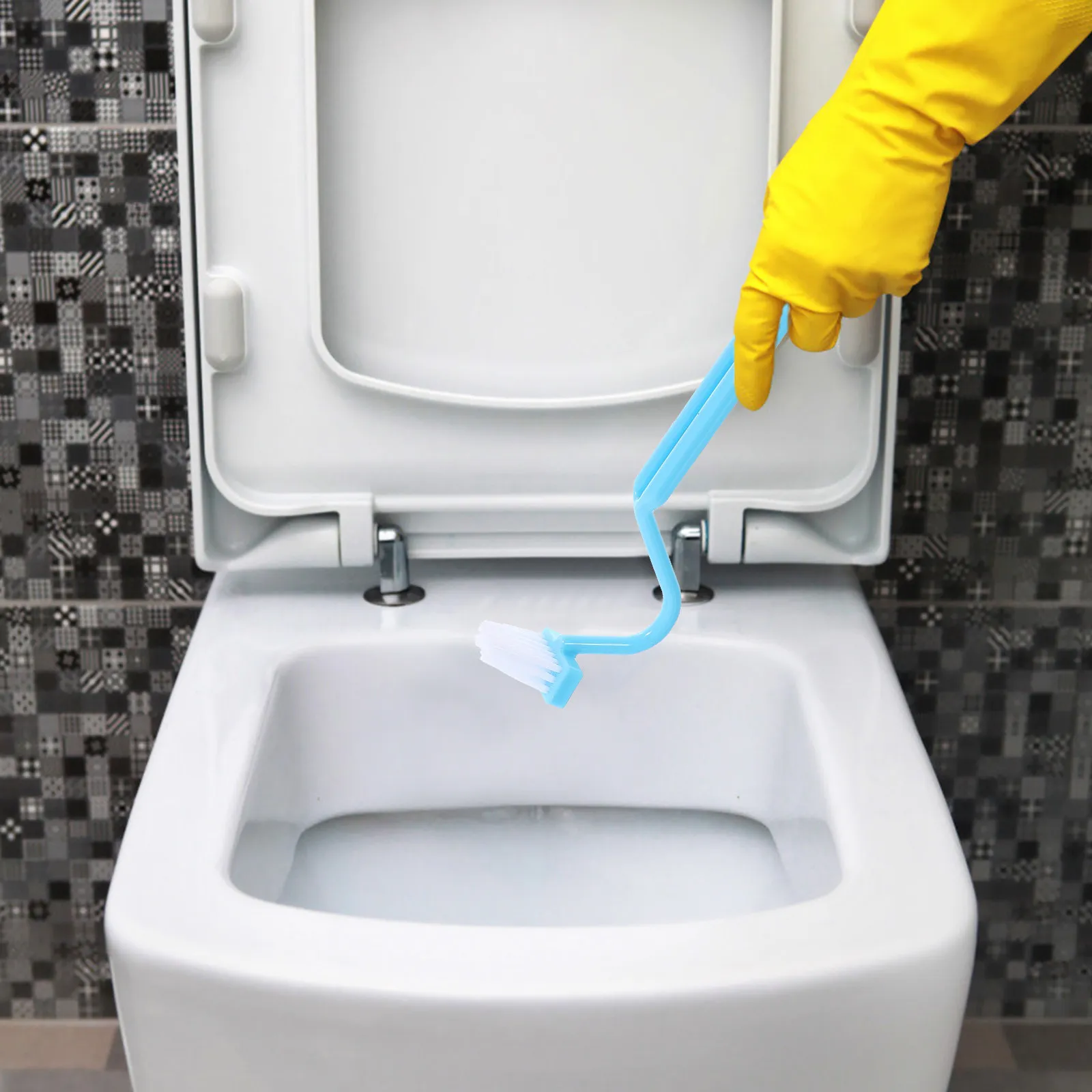3Pcs Curved Toilet Cleaning Brushes Plastic 8 Inch V-Shaped Edge Brush Under Rim Toilet Bowl Scrubber Bathroom view 4