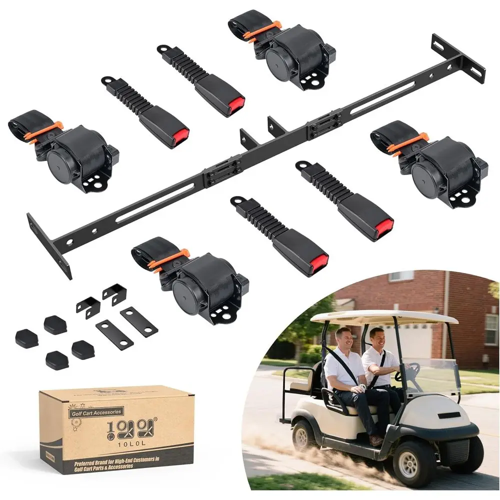 

0L0L 3-точечный комплект кронштейнов ремня безопасности для тележки для гольфа для EZGO TXT, клубный автомобиль DS Precedent 4, пассажирские выдвижные ремни безопасности, регулируемые