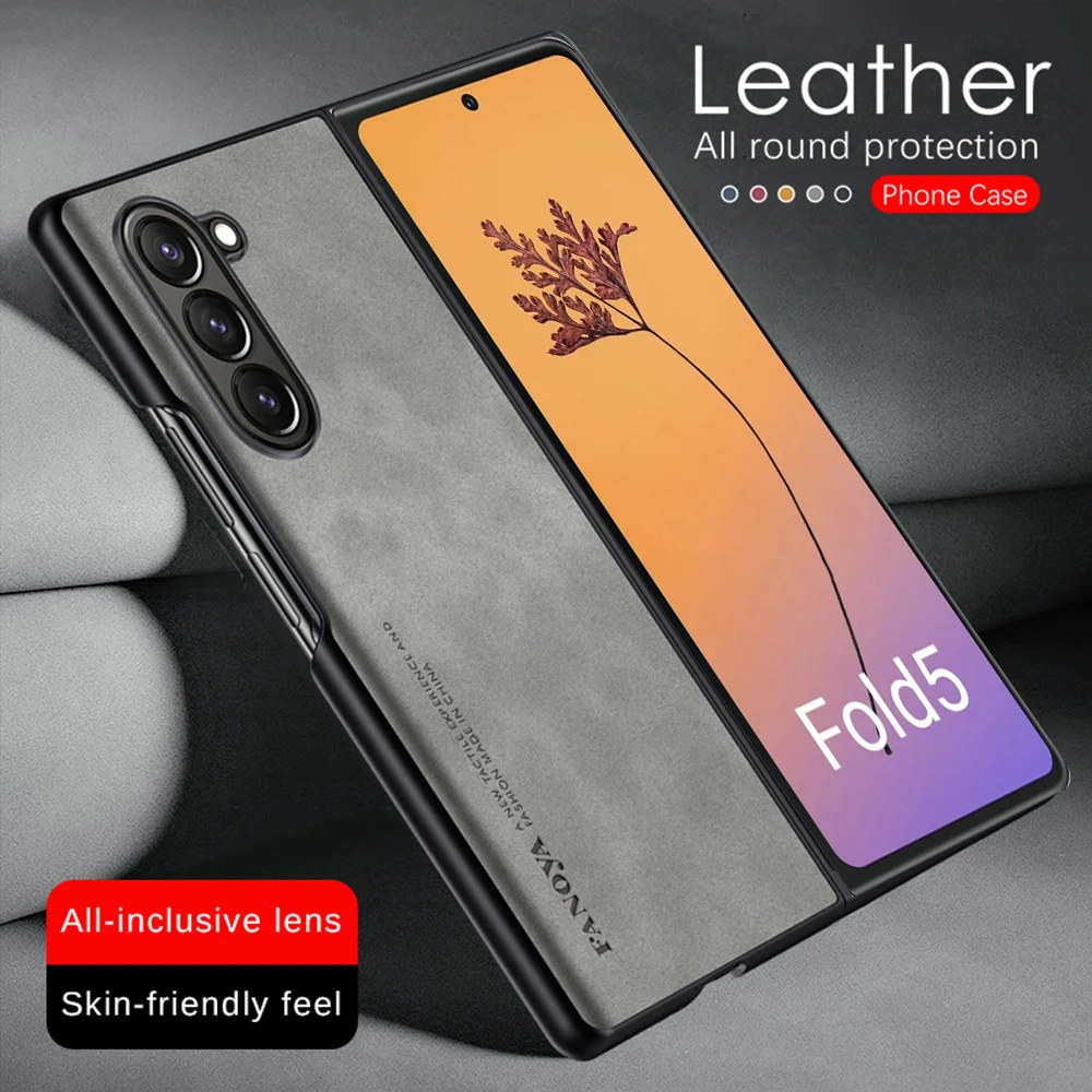 Samsun Z Fold 5 Custodia in pelle di pecora morbida TPU Telaio Cover per Samsung Galaxy Z Fold 5 Fold5 zFold 5 Protezione fotocamera Fundas